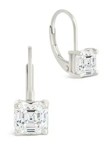 Sterling Silver Princess Cut French Clip Earrings