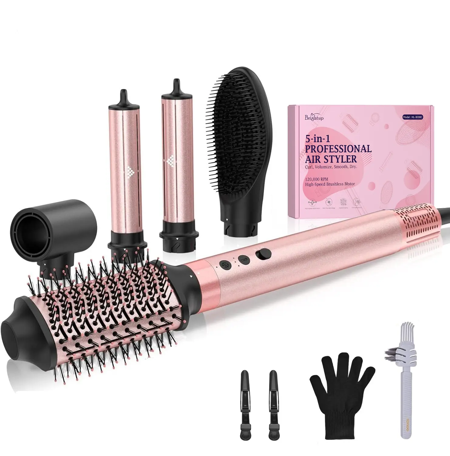 Brightup 5 in 1 Professional Hot Air Styler,110,000 RPM Multi-Styler,Easily Create Curly/Straight Hair Comfort Christmas Gifts Holiday Gift MothersDayGift tiktokshopspringglowup summerwins