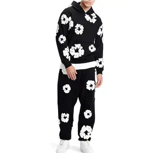 hooded athletic tracksuit unisex 2 piece running clothing long sleeve hoodie sweatshirt + track pants set embraced kapok loose jeans denim tears hoodie lady clothes 2 piece sets women