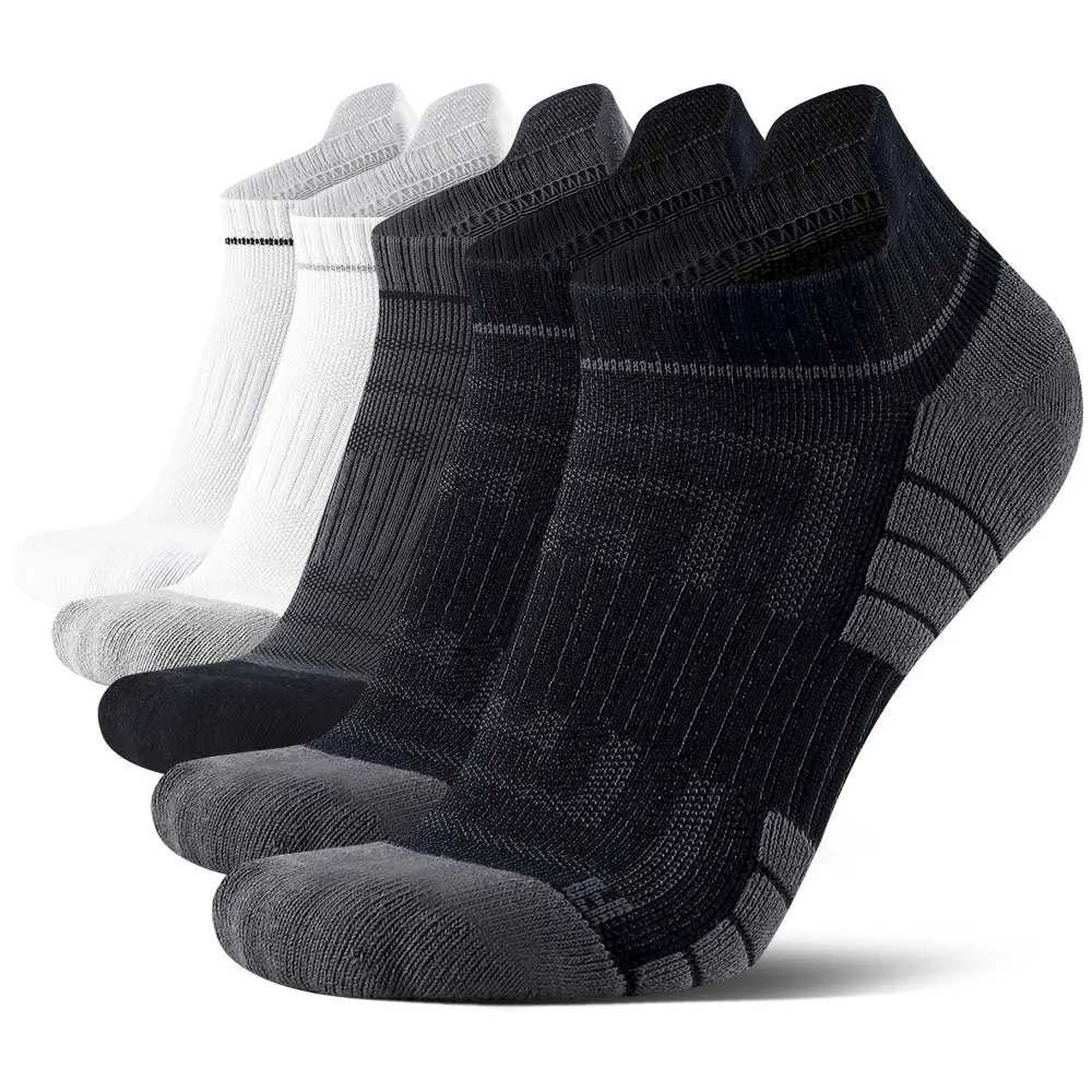 Athletic Ankle Socks 5 Pairs Cotton Cushioned Arch Support Moisture Wicking Breathable Odorless Durable for Basketball Running Men Women