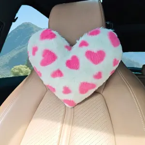 Soft Plush Heart-Shaped Car Headrest Pillow, Comfortable Long-Drive Accessory for Women, Perfect Valentine's Day Gift, Car Accessories