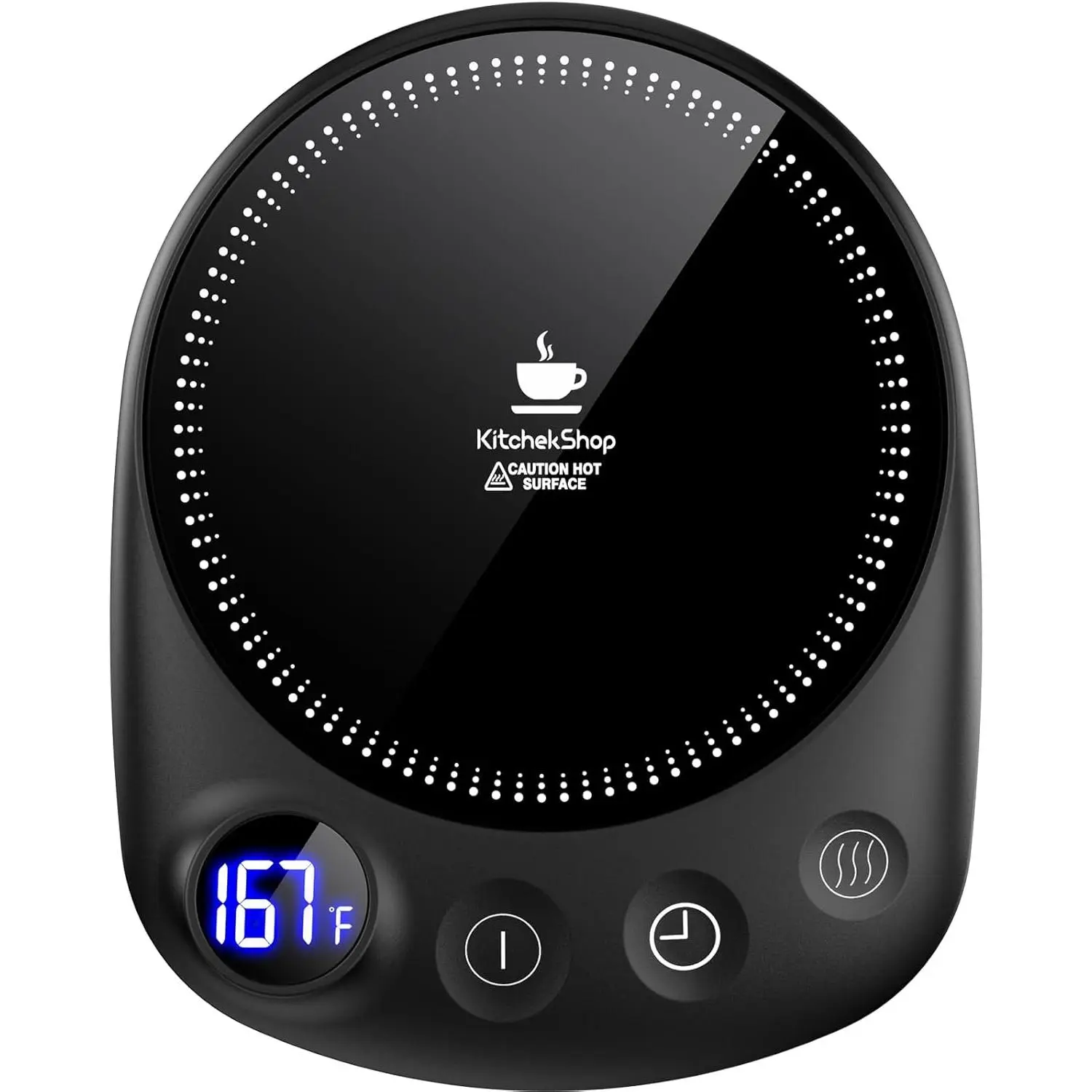 Coffee Cup Warmer - Fastest Heating Speed, Highest Temperature, Desk Coffee Cup Warmer, Automatic Shut-Off Function, 4 Temperature Settings and 1-12 Hour Timer, Smart Electric Coffee and Tea Warmer (Black)