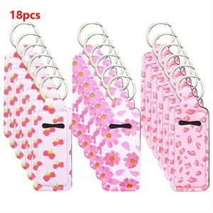 18pcs Chapstick Lip Balm Holder Key Chain Keychain Lip Potable Chapstick Holders Gloss Cute with Clip Lip Balm Sleeve Pouch Organizer for Women