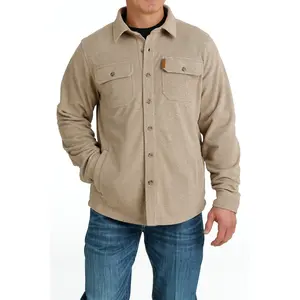 Cinch Men's Khaki Polar Fleece Button Down Shirt Jacket MWJ1229002