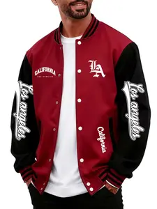 Men's Outdoor Jacket, Trendy La Letter Baseball Style, Perfect Gift for Friends and Family, Casual Fitted Outerwear for All Seasons