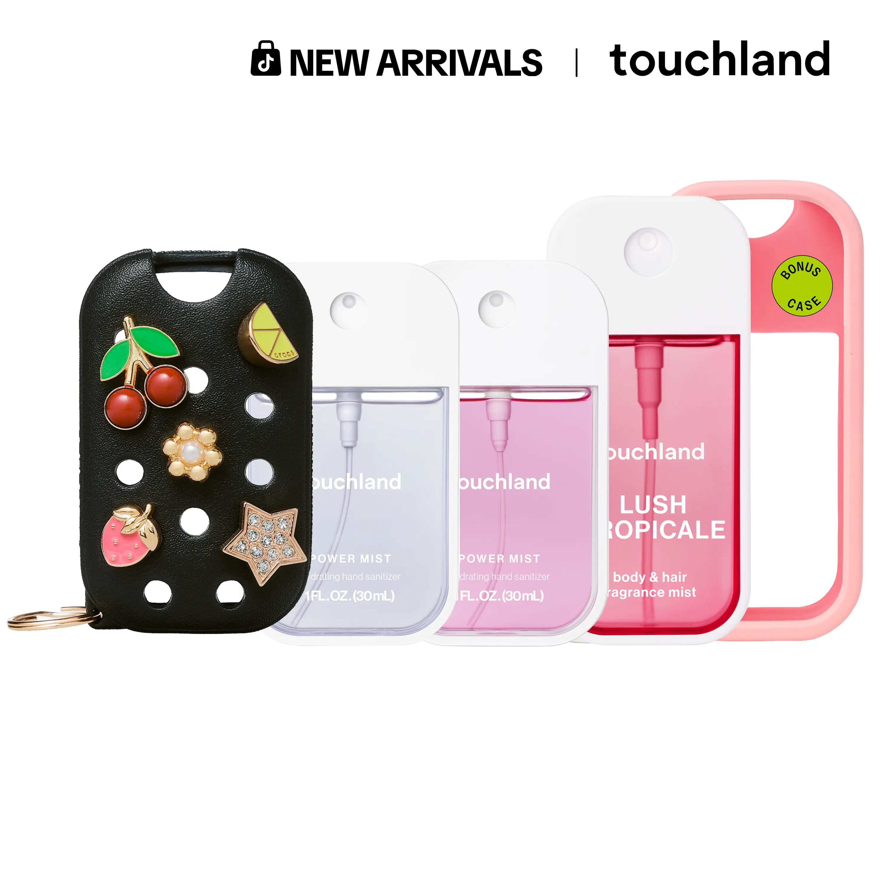 [TikTok Exclusive] Crocs x Touchland Elevated Essentials Bundle - Crocs Black Hand Sanitizer Case & Bundles (Hand, Body & Hair Mist)