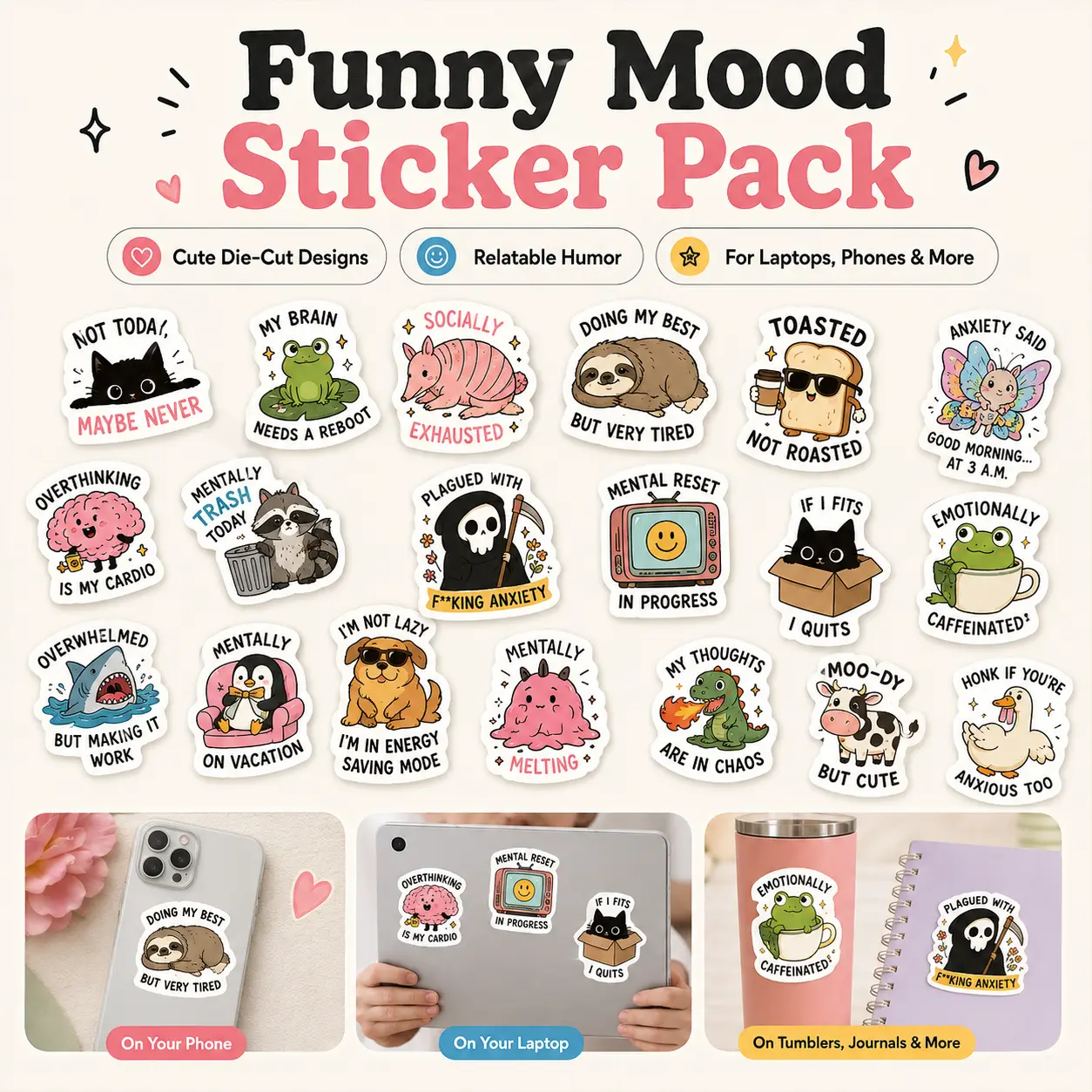 【130PCS Funny Saying Sticker Pack - Snarky】 Sarcastic Bold Humor Vinyl Waterproof Meme stickers for laptop, computer, water bottle, ipad, phones bumper folding chair sticker pack