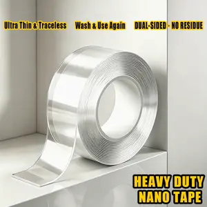 Heavy Duty Nano Tape 9.85ft/19.7ft/32.81ft Transparent Double-Ided Nano Tape Waterproof Wall Stickers Reusable High Temperature Resistant Tape Stretchable Residue-Free Removal