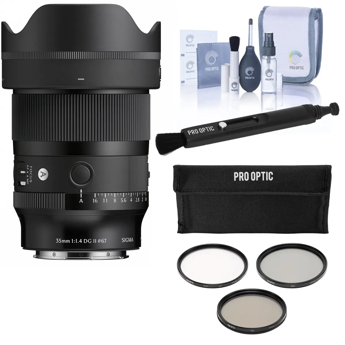 Sigma 35mm f/1.4 DG II Art Lens for L Mount, Bundle with 67mm Filter Kit, Pen Lens Cleaner and Cleaning Kit