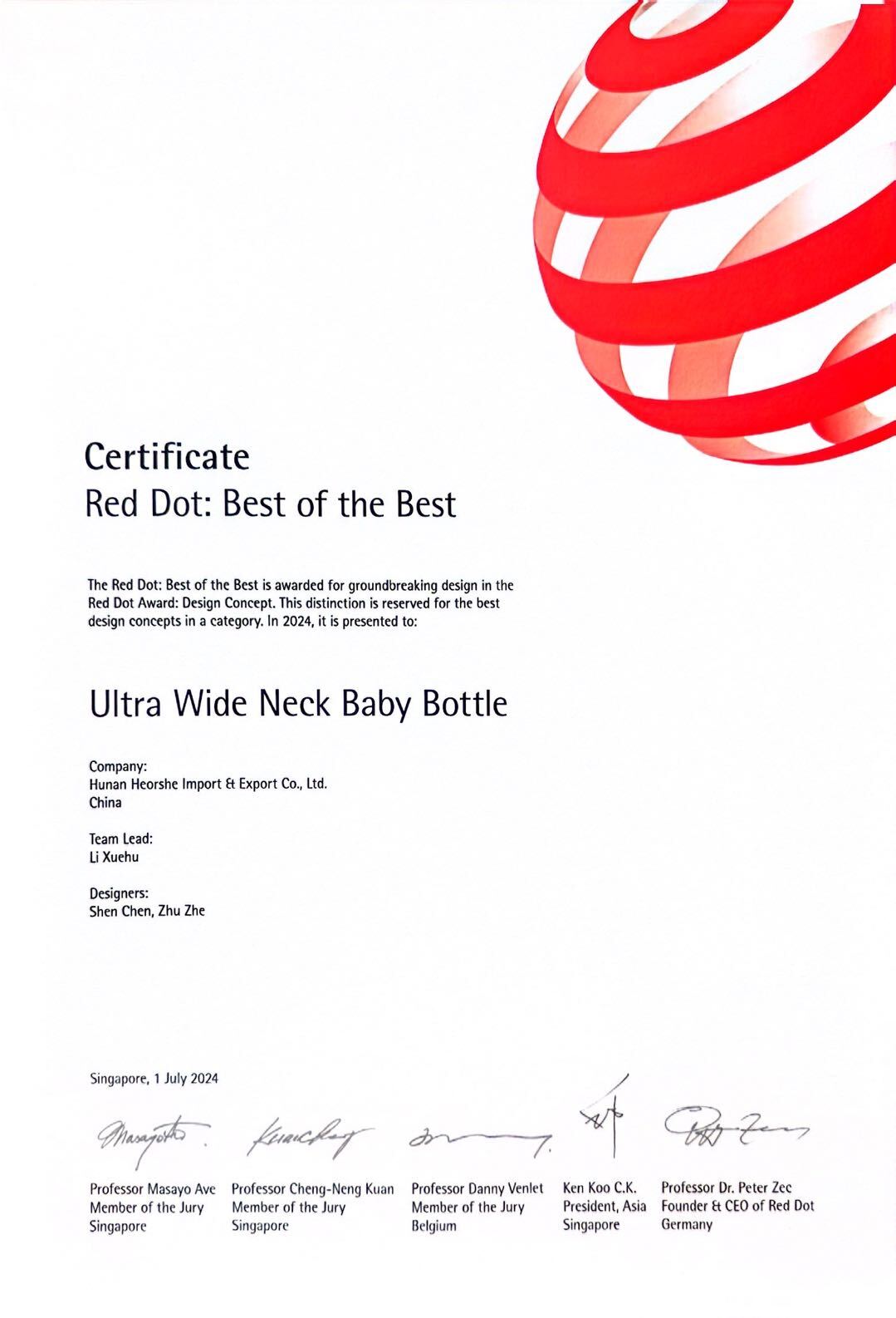 HEORSHE Reddot winner best of the best Innovative Anti-Choke Wide Neck Baby Feeding Bottle feeder, boottleBPA-Free Silicone Nipple for Natural Feel,Easy-Clean Design, Safe & Durable for Infants,6+ Months(240ml)