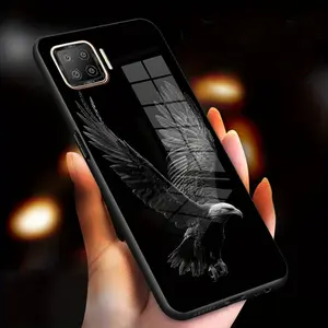 Soaring eagle pattern design suitable for OPPO A91,F15,Reno3,A52,A92,A72,A92s,Reno4 Z,F17 Pro,A93,Reno4 F,Reno4 Lite,F19 Pro,A94,Reno5 F,A98 Hard Case Glass texture Simple design Phone Case