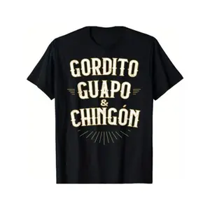 Summer T-Shirts “Chubby, Handsome and Awesome” Funny Mexican Graphic Tee, Humorous Latino Style Unisex Shirt for Men and Women, Casual Cotton Short Sleeve Top, Trendy Comedy Meme Streetwear for Everyday Wear and Summer Outings