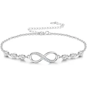 MILACOLATO 925 Sterling Silver Infinity Bracelet for Women Adjustable CZ Endless Love Charm Bracele Christmas Birthday Jewelry Gift For Her