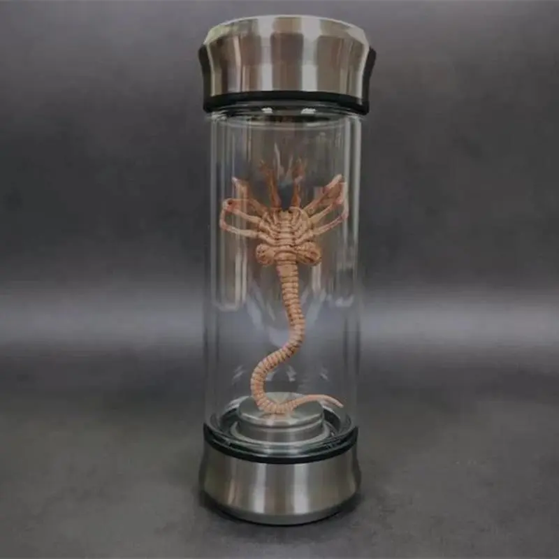 Stainless Alien Glow Glass Jar, Xenomorph Specimen Facehugger Embryo Movie Prop Replica, Classic Novelty Toy for Home Decor Desktop Crafts Sculpture