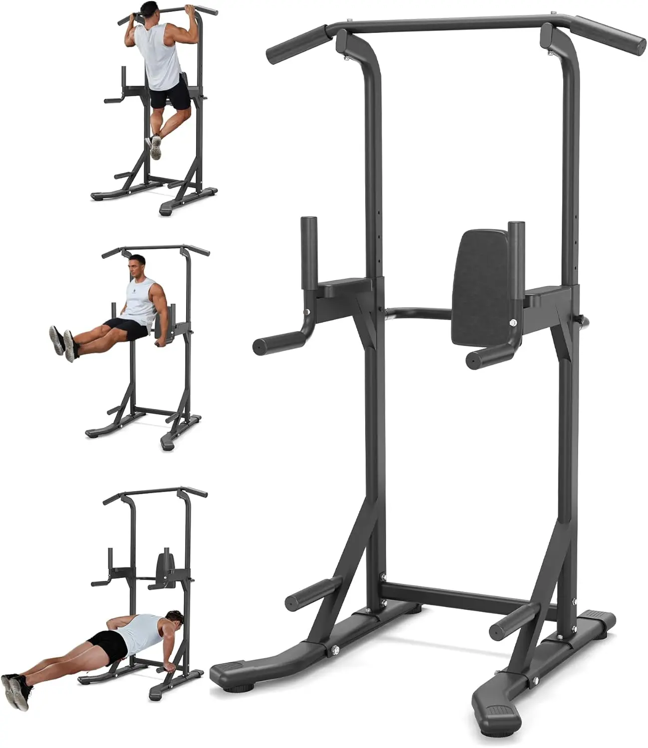Gaomon Heavy Duty Carbon Steel Power Tower - 450LB Capacity Adjustable Height Pull Up Bar, Multi-Functional Dip Station & Ab Machine, Home Fitness Equipment for Teens' Upper Body Workout, Muscle Exercise Equipment & Compact Pro Training