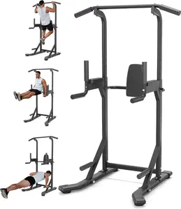Power Tower, Heavy Duty Pull Up Bar 450LB Capacity, Multi-Functional Dip Station Adjustable Height, Strength Training Equipment Full Body for Home Gym, Pull-Ups, Dips & Leg Raises, Carbon Steel