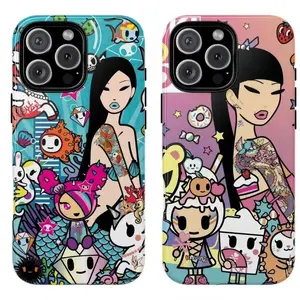 Tokidoki Stylish Lady Colorful Doodle Phone Case, Y2K Cool Girl Aesthetic, Tough Shockproof Protective Cover, Compatible with iPhone 11-17 Pro Max/Plus and Samsung Galaxy S23-25, Perfect Gift for Her