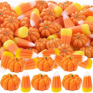 70PCS Resin Artificial Pumpkins & Candy Corns Vase Filler for Festive Displays Halloween Thanksgiving Home Decor Easy to Use No Maintenance Required