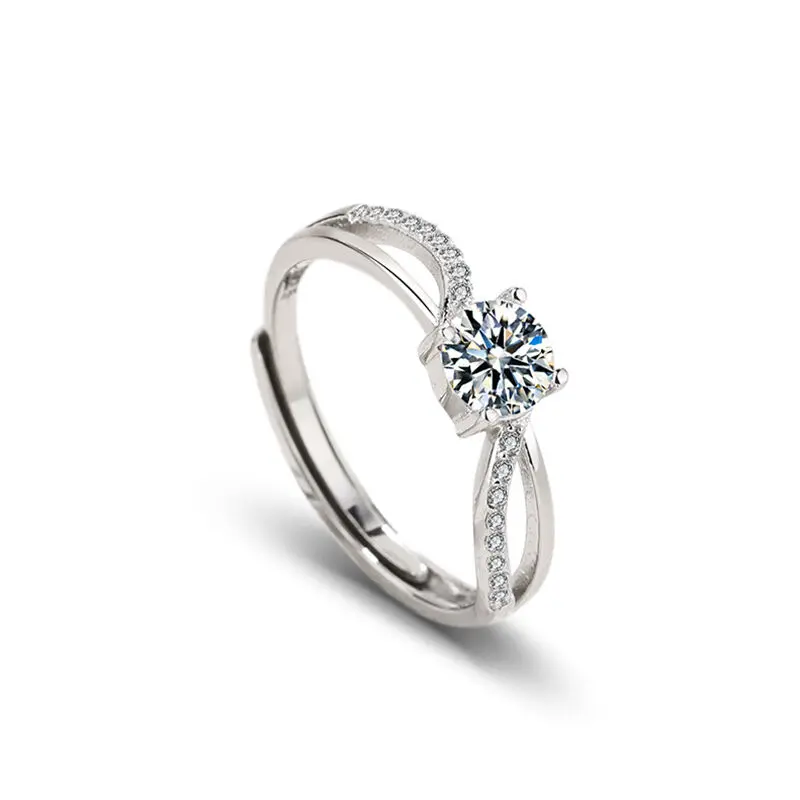 Jeulia Women's 925 Sterling Silver Adjustable Size Engagement Ring - Infinity Symbol Twist Ribbons, Round Cut Zircon, Elegant Ring, Anniversary Promise Jewelry