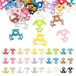 100pcs Randomly Mixed Colored Star-shaped Beaded Caps, Suitable For DIY Jewelry Making, Bracelets, Necklaces, Earrings, Key Chains, Beaded Pens, Decorative Craft Set Accessories, 16mm