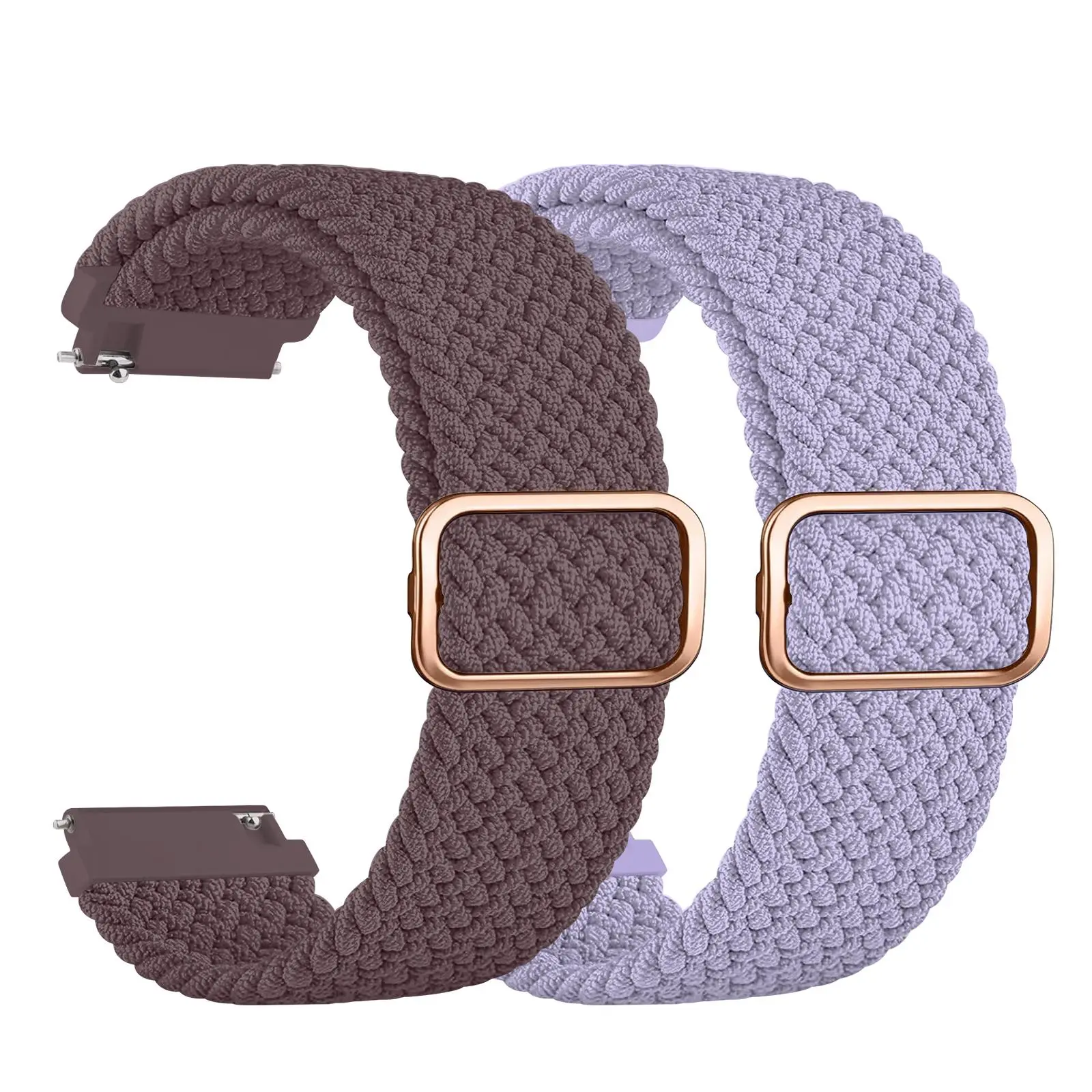 Braided Nylon Watch Band, 2 Counts Quick Release Replacement Wristband, Adjustable Stretchy Lightweight Nylon Strap Fabric Band for Men Women, Adjustable Buckle Straps