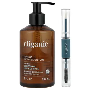 Cliganic Dose of Intense Moisture™, Organic Castor Oil Lash & Brow Set, 8 fl oz (237 ml)