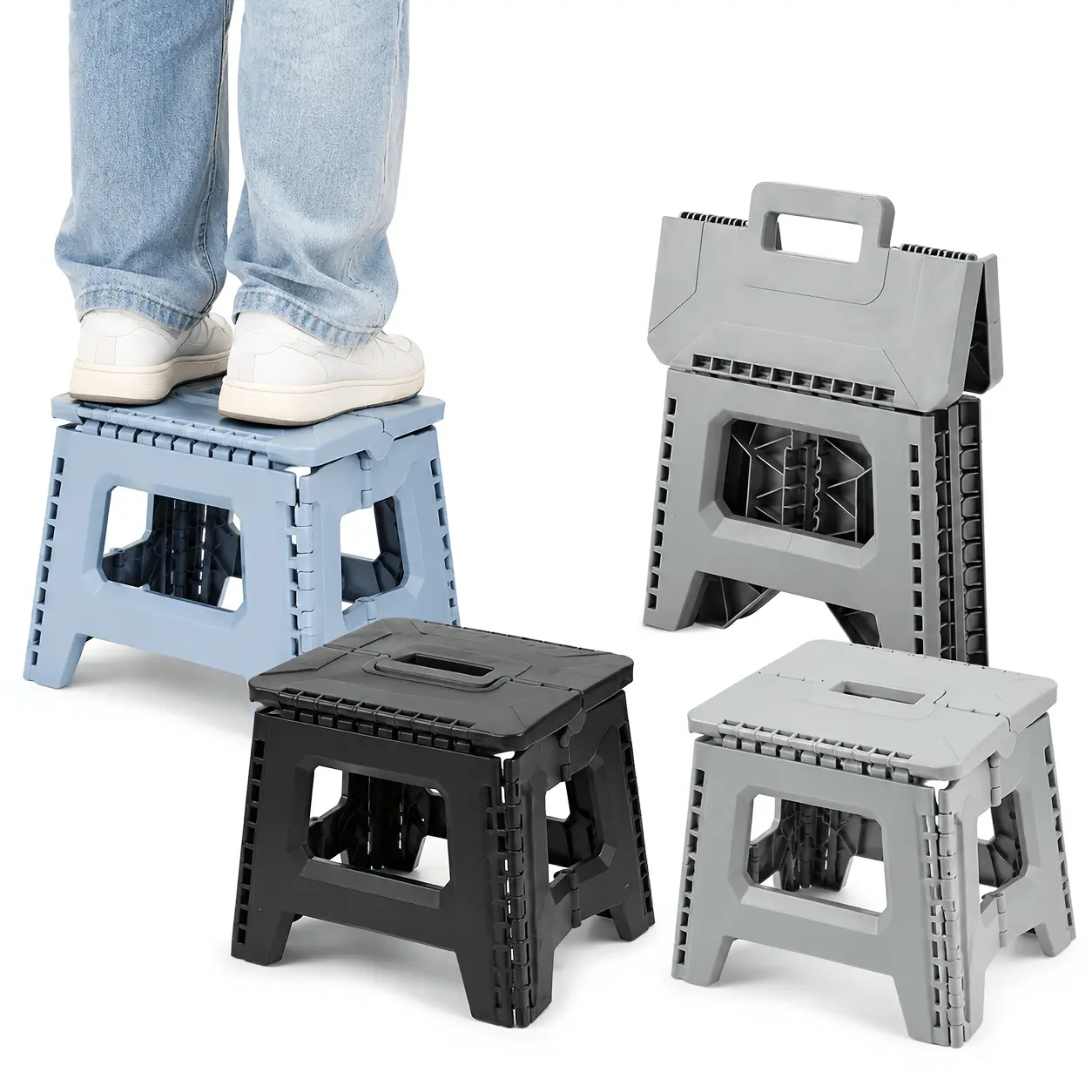 1PC 330LBS Heavy Duty Folding Stool, Portable Square Plastic Stool with Foldable Space Saving Design, Durable Compact Seat for Home, Party, Picnic, Fishing, Camping & Outdoor Activities