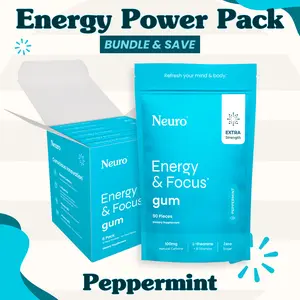 Energy Power Pack - Energy & Focus Caffeine Gum (40mg & 100mg) - Peppermint (144 Pieces)