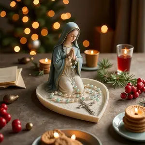 New Virgin Mary Jewelry Stand, Resin Religious Home Decor Ornament, Elegant Display Holder for Necklaces & Bracelets, Perfect Gift Idea