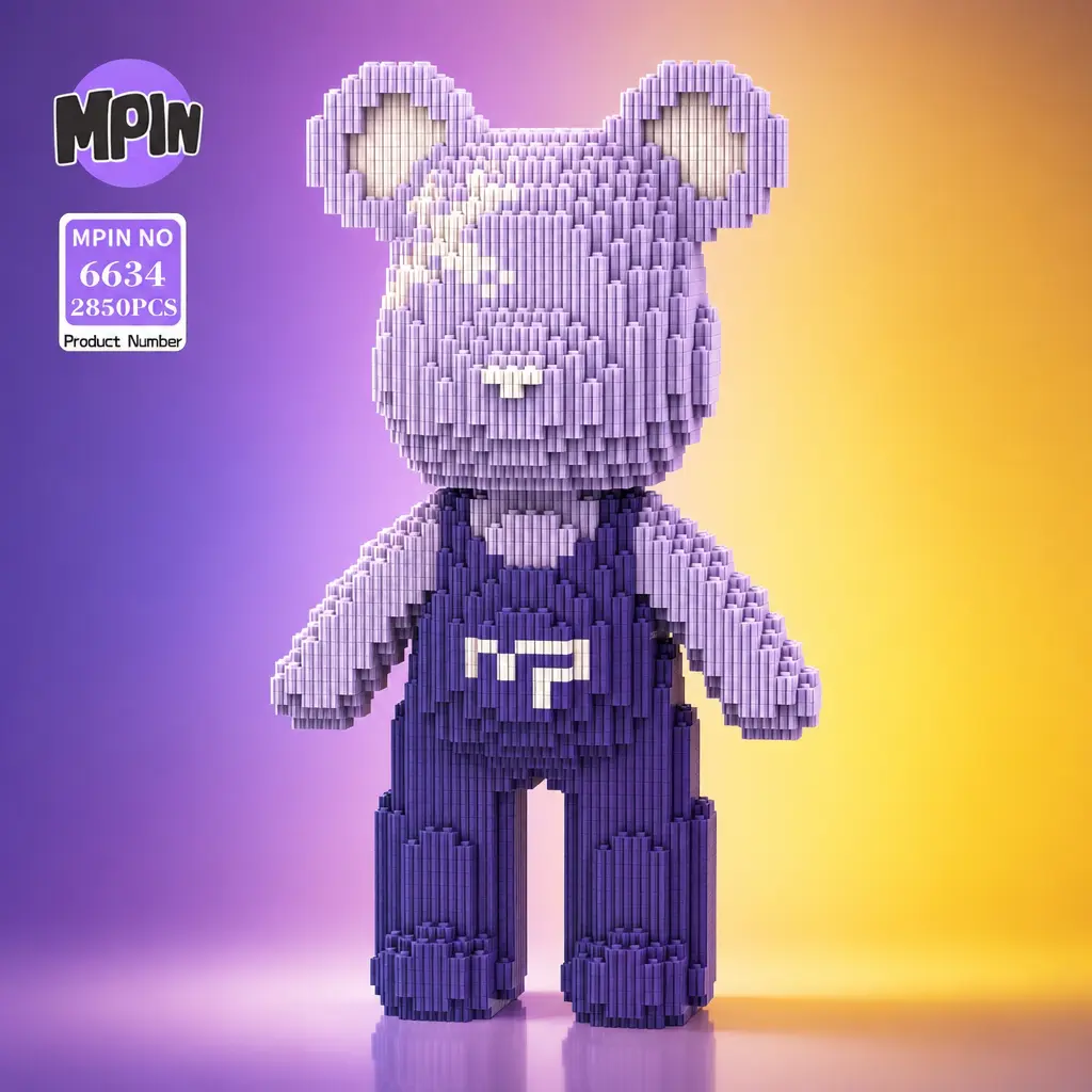 Building Block Toy Set, 32cm High Bear Puzzle, Creative Assembly Fun, Unisex Gift for Kids & Adults, Home Decor Decoration, Construction Building Blocks, Building Block Sets