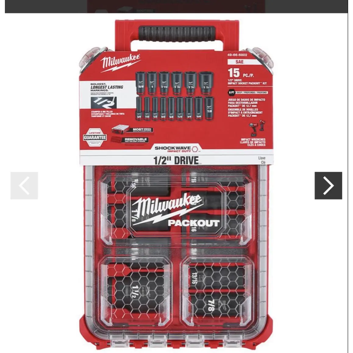 Milwaukee Packout Socket Set - 15 Piece 1/2" Drive - Shockwave Technology - Durable & Lasting - Perfect for Professional Use