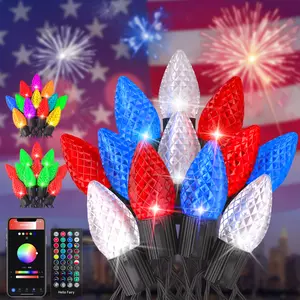 Avatar Controls Smart C9 RGB Outdoor Christmas Lights (absl14-30m), 66Ft 100 LEDs, APP Remote Controlled, Waterproof, Music Sync DIY Chasing Effects for Roofline Fence Summer Garden