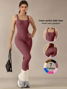 Women's High Elastic Yoga Jumpsuit, Workout Jumpsuits, Sporty Fitted Gym Wear, All-Season Fitness & Outdoor Stretchable Activewear, Multiple Colors Available
