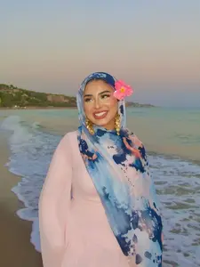 Elegant Blue Tie-Dye Polyester Headscarf, 85x185cm, Versatile Four-Season Accessory, Fashionable and Stylish, Perfect for All Seasons