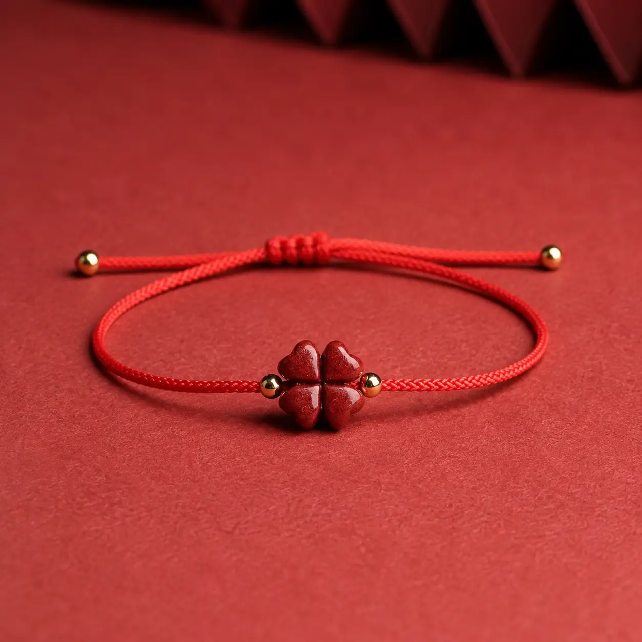 Natural Purple Cinnabar Lucky Clover Handmade Red Rope Lucky Bangle Women Men Lucky Bracelet Size Adjust