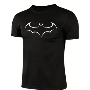 Cotton 2026 large size mens loose t shirt fashion bat print mens short sleeve t shirt summer new mens casual t shirt black -1 t shirt