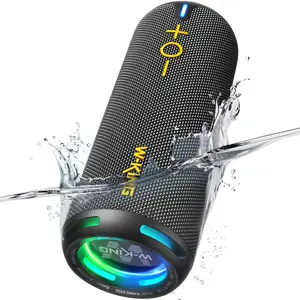 W-KING D320 40W Bluetooth Speaker - 360° Sound, IPX7 Waterproof, BT5.3, APP EQ, Party Lights, Auxiliary Input, TF Card Slot, Portable Outdoor Audio Device, Auxillary Input