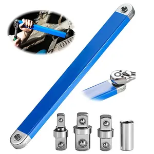 Upgraded Impact-Ready Offset Extension Wrench, Tight-Reach Extension Wrench Set with Versatile 1/2“, 1/4”, and 3/8" Square Drive Adapters—Universal Extension Wrench for Fasteners in Hard-to-Reach Places