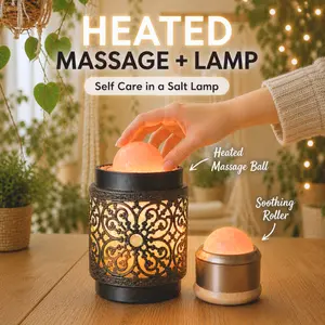 Himalayan Salt Therapy Lamp and Roller Ball Set- Burnished Bloom