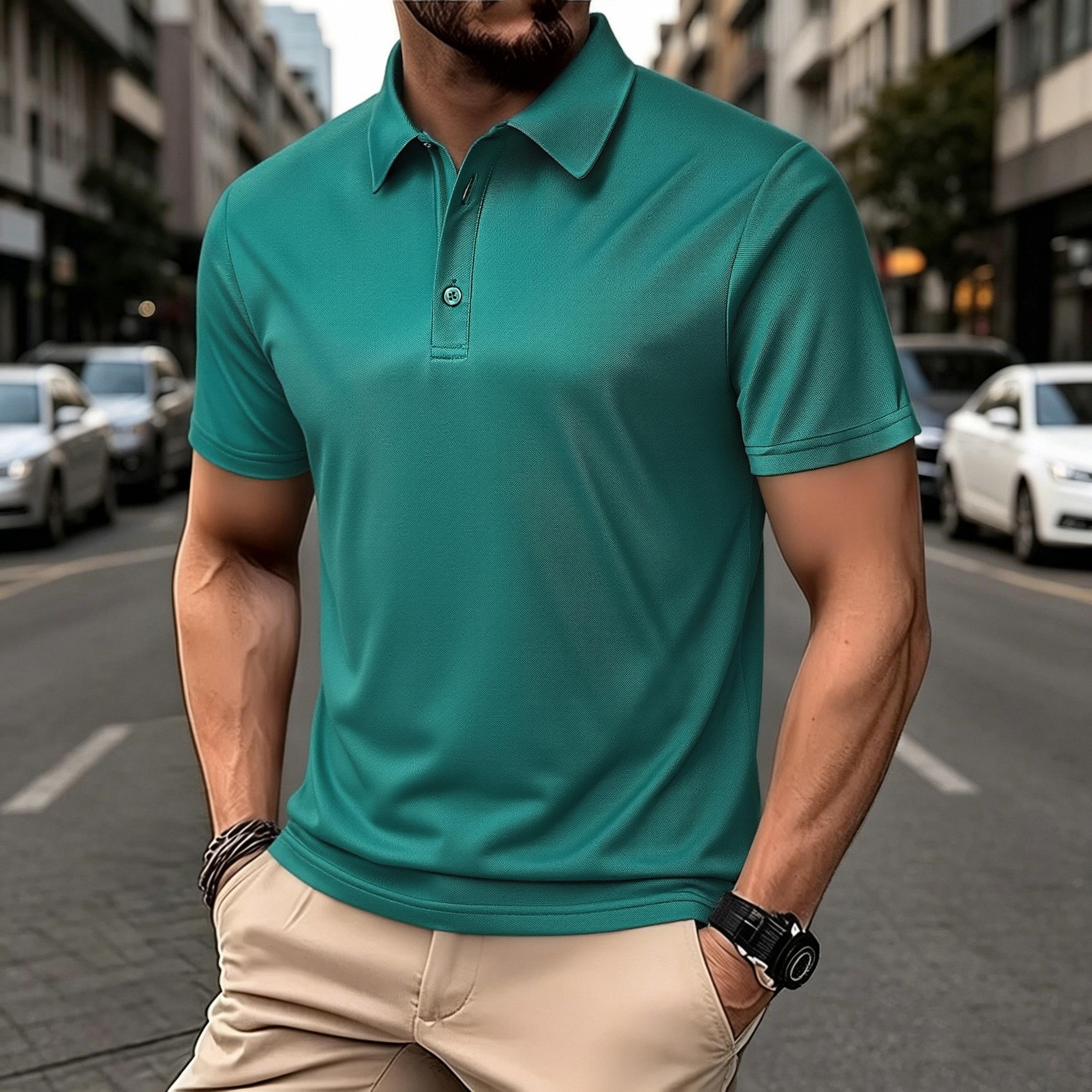 5-Pack Men’s Quick-Dry Polo Shirts – Short-Sleeve Collared Golf Tees, Breathable Casual Tops for Fishing & Cycling