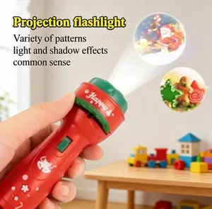 Christmas Projection Flashlight (Suitable for ages 3+), includes 3 slide discs; a Christmas-themed toy designed specifically for boys and girls, featuring a dual function as both a flashlight and a night light projector.