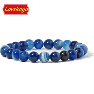 Lake Blue Onyx Natural Crystal Bead Bracelet，Fashionable And Elegant, Unisex, Suitable For Various Occasions, Crystal Bracelet Jewelry