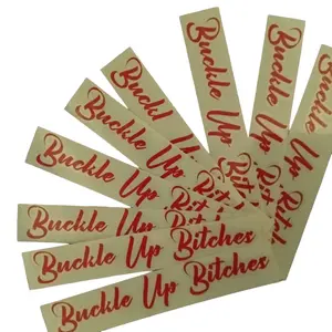 Buckle Up btches Car/Truck Decals - Red Text on Yellow Background, Ideal for Car and Truck Decoration