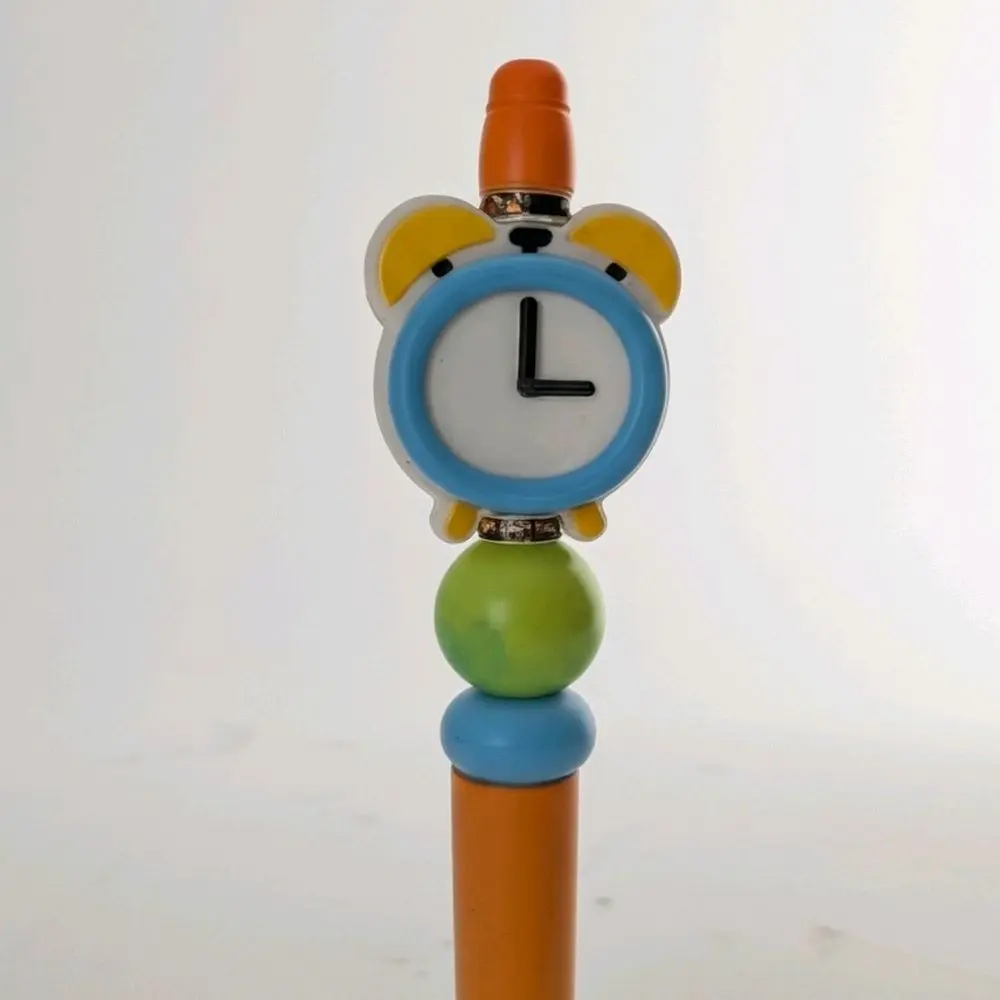 Clock Pen with Orange Body and Green Blue
