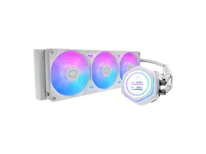 Cooler Master Atmos II 360 White LCD FreeForm 2.0  AIO CPU Liquid Cooler, LCD Panel, Dual Chamber Pump, 400mm Tubing, SickleFlow Edge 360 ARGB PWM, R9|Ultra 9, AMD Ryzen AM5, Intel LGA 1851 Platform