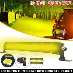 Ultra-Slim 10" LED Light Bar for Cars Trucks & Boats Yellow Combination Lights Durable Aluminum Alloy Easy Install Without Battery