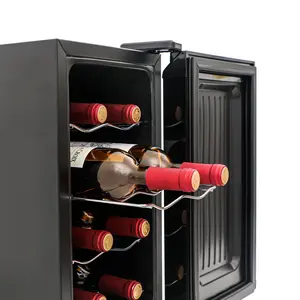 BLACK+DECKER 8-Bottle Wine Chiller, Thermoelectric Wine Cooler with Mirrored Front and Temperature Control, 8 Bottle Fridge for Reds, Whites and More, LED Display, Chrome Racks, BD60326