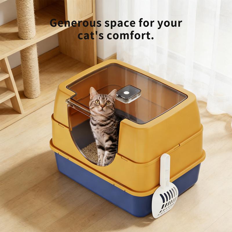 Fully Enclosed Cat Litter Box with Flip-Top Lid Odor-Locking Large ...
