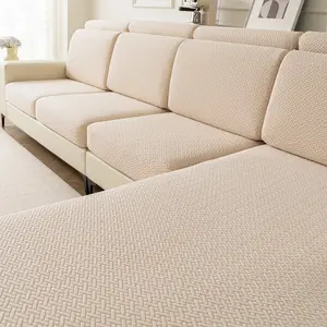 1pc sofa cover solid color sofa cushion cover, wear-resistant and non slip all season universal sofa hat, pet friendly and machine washable, suitable for 1-4 people, L-shaped sofa, sofa backrest cover, living room, bedroom, office home decoration