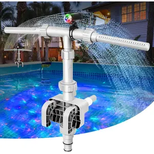 Above Ground Pool Fountain with Lights, 360?Adjustable Dual Spray Water Fountains, Pool Sprinkler Waterfall, Fits Various Frames, Frame Swimming Above Ground Pool Decor Accessories for Cooling